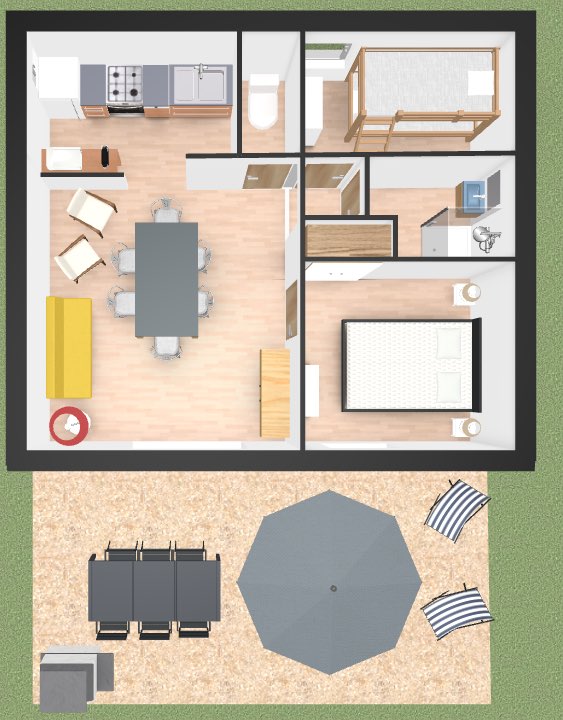 Plan gite 3 pieces terrasse web Plan d'un gîte au domaine de Ravel